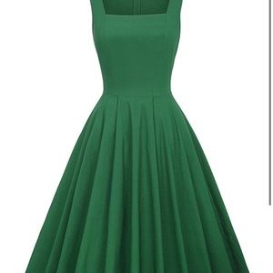 NWT Green Square Neck A Line Dress